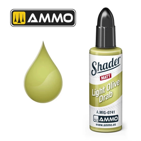 AMMO by Mig Jimenez '0741 Matt Shader - Acrylic Based Paint #Light Olive Draw (10ml jar)