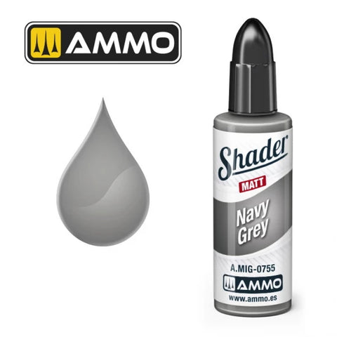AMMO by Mig Jimenez '0755 Matt Shader - Acrylic Based Paint #Navy Grey (10ml jar)