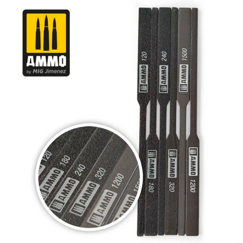 AMMO by Mig Jimenez 8567 Tapered Sanding Sticks (6pcs, grits: 120, 180, 240, 320, 1200, 1500)