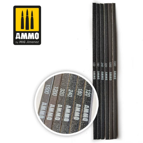 AMMO by Mig Jimenez 8568 Contour Sanding Sticks (6pcs, grits: 120, 180, 240, 320, 1200, 1500)