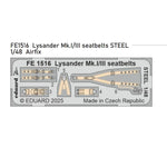 Eduard FE1516 1/48 Westland Lysander Mk.I/III Seatbelts Colour PE parts for Airfix kits