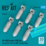 Reskit RS72-0546 1/72 WWII/Korean War USAF/RAF AN-M58 Bombs 500lbs (6pcs)