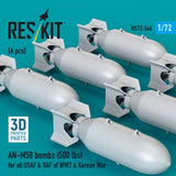 Reskit RS72-0546 1/72 WWII/Korean War USAF/RAF AN-M58 Bombs 500lbs (6pcs)