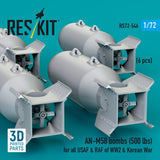 Reskit RS72-0546 1/72 WWII/Korean War USAF/RAF AN-M58 Bombs 500lbs (6pcs)