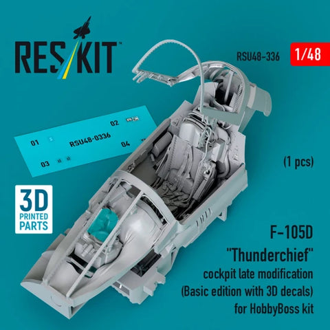 Reskit RSU48-0336 1/48 F-105D Thunderchief Cockpit Late (Basic Edition With 3D Decals) for Hobby Boss Kit