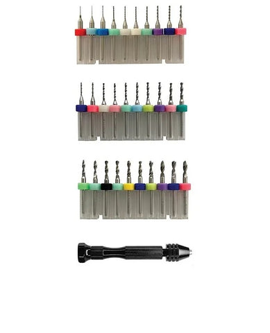 TUNGSTEN MICRO DRILL BIT SET W/HANDLE 31 PIECE